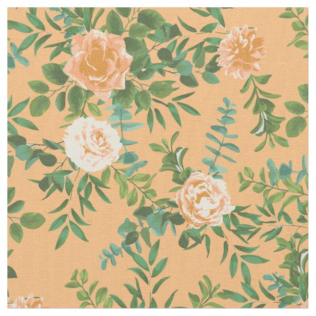 Pfirsichfarbene Rose Bluthochdruck Blume Stoff (Nahaufnahme)