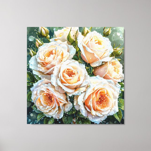 Pfirsichfarbene Rose Leinwanddruck (Vorderseite)