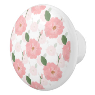 Pfirsichfarbene Rose Pinselstrich Pinselstriche Gi Keramikknauf