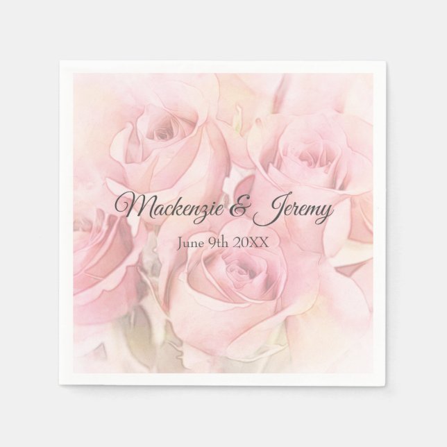 Pfirsichfarbene Rose Serviette (Vorderseite)