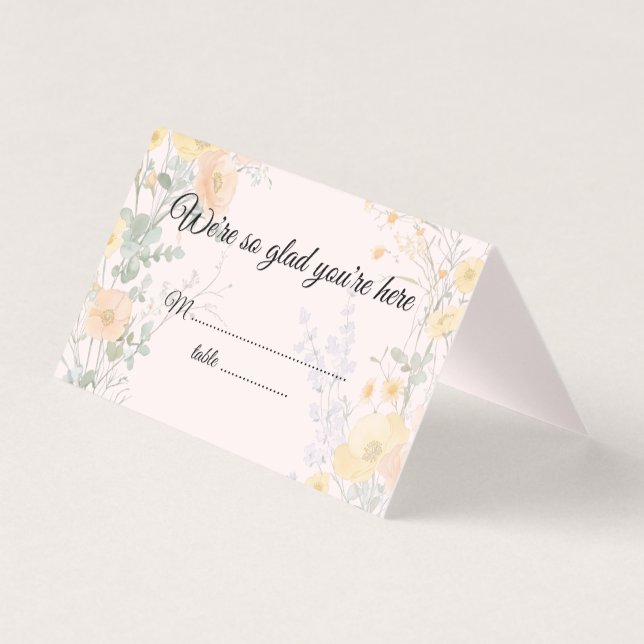 Pfirsichfarbene Wildblumen gefaltete Hochzeitsplat (Vorderseite)