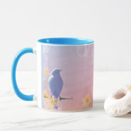 Pfirsichfarbener blauer Vogel: Vögel und Tasse