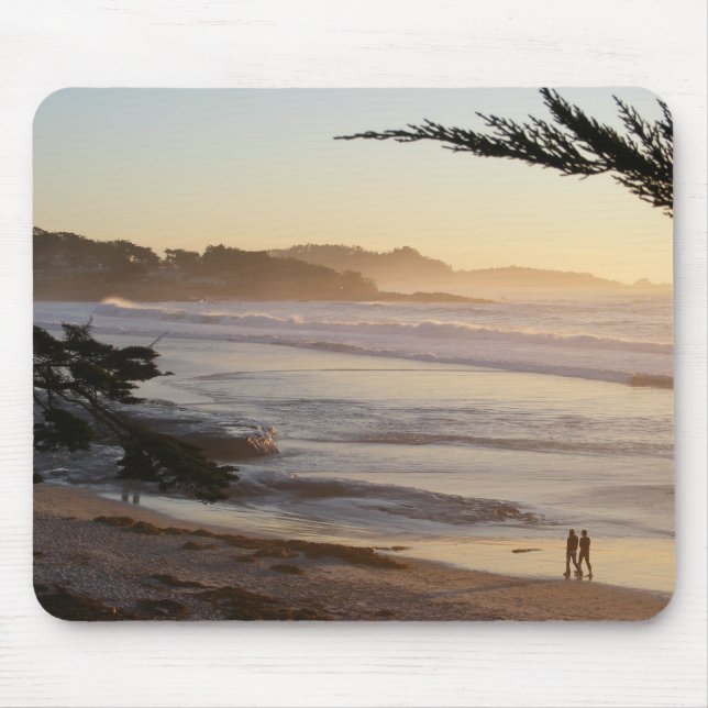 Pfirsichfarbener Carmel Strand-Sonnenuntergang Mousepad (Vorne)