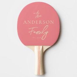 Pfirsichfarbener Familienname im Mid-Century-Stil  Tischtennis Schläger