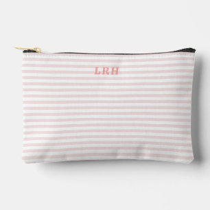 Pfirsichfarbener Rosa Streifen Vintage Kleine Init Zubehörtasche