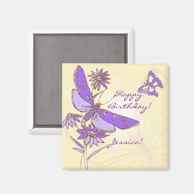 Pfirsichfarbener Schmetterling Magnet (Vorderseite/Rückseite)