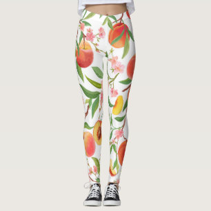 Pfirsichfarbenes tropisches Fruchtmuster Vintag. Leggings