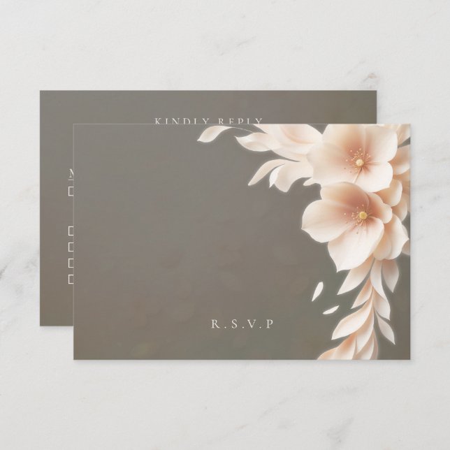 Pfirsichflorale Hochzeitsessen UAWG RSVP Karte (Vorne/Hinten)
