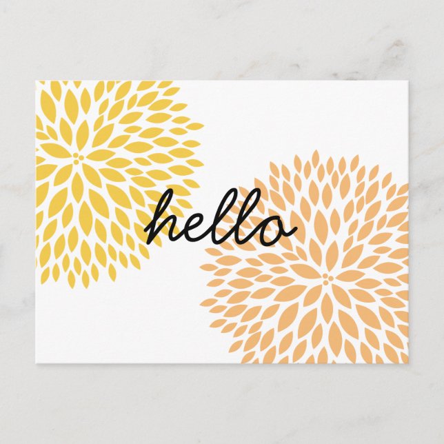 Pfirsichgelbe Blumen Postkarte (Vorderseite)