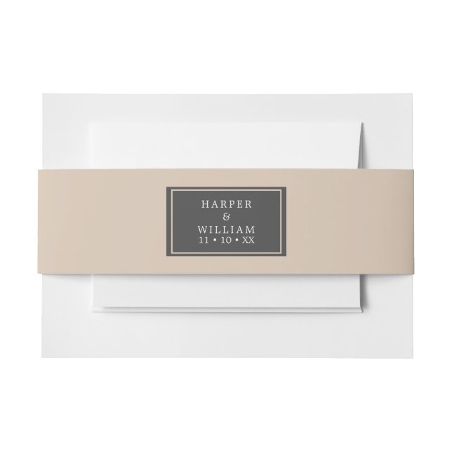 Pfirsichgraue Hochzeit Einladungsbanderole (Vorderseite Beispiel)