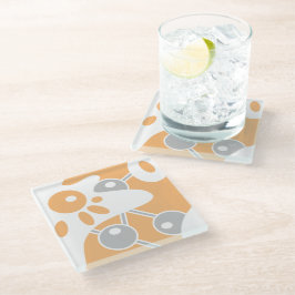 Pfirsichgrauweißer moderner Doodle 1 Glasuntersetzer