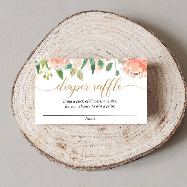 Pfirsichgrün goldfarbene Babydusche - Gewinnkarten Begleitkarte (Von Creator hochgeladen)