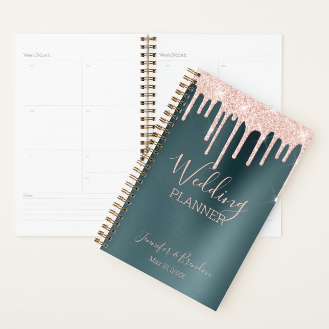 Pfirsichgrüne Glitzer-Tropfen Planer (Anzeige)