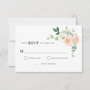 Pfirsichgrüne Hochzeit RSVP Karte