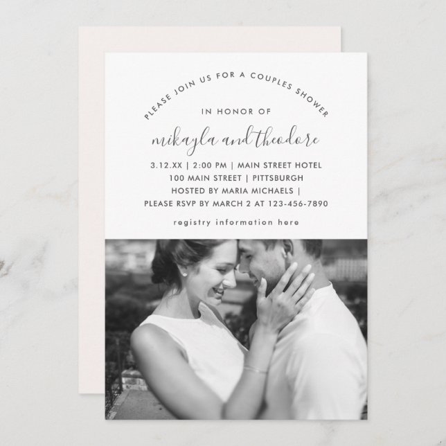 Pfirsichkaffee Dusche Foto Einladung (Vorne/Hinten)