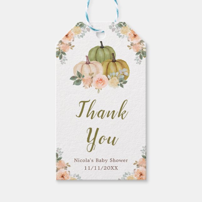 Pfirsichkürbis und Pfirsichkürbis Kinderdusche Geschenkanhänger (Vorderseite)