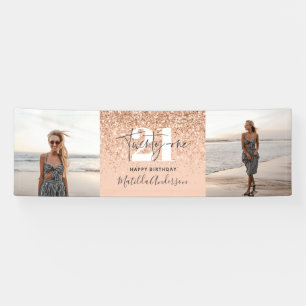 Pfirsichmädchen Moderner Glitzer Chic 21 Foto Geb Banner