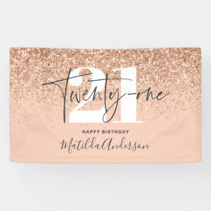 Pfirsichmädchen moderner Glitzer schick 21 Geburts Banner