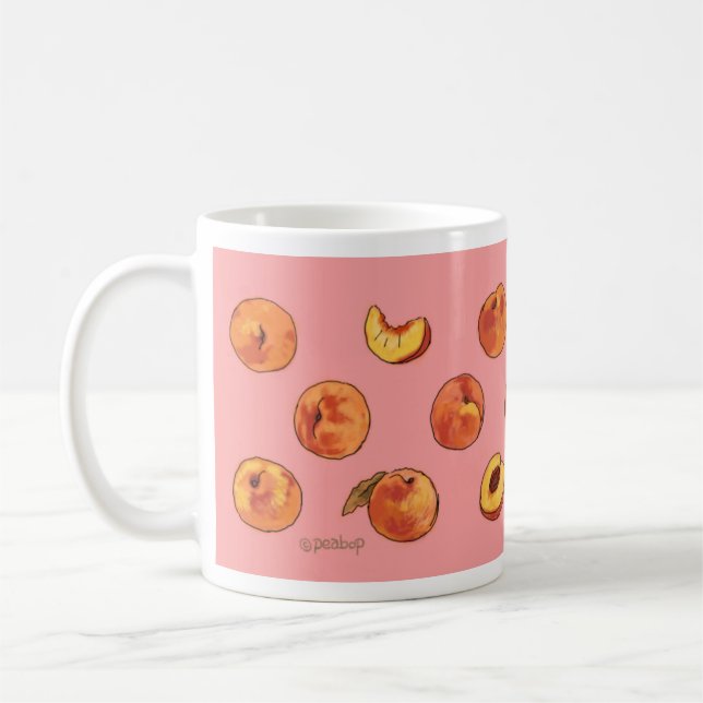 Pfirsichmuster-Tasse - Rosa Tasse (Links)