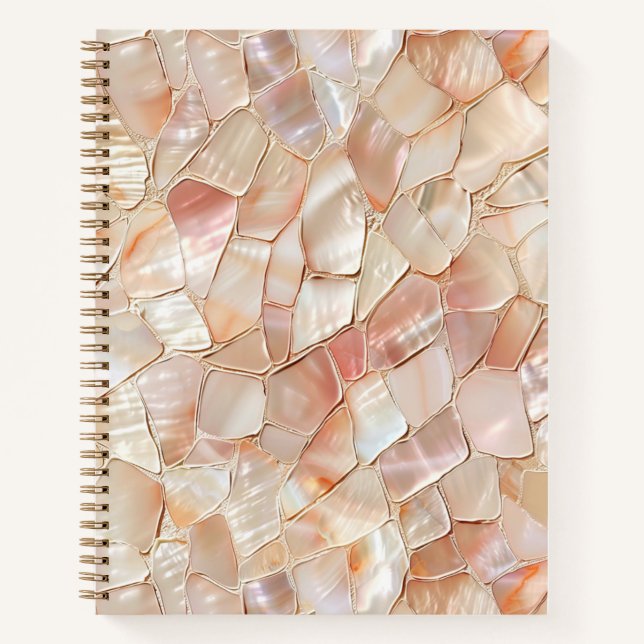 Pfirsichmutter von Pearl Mosaic Spiral Notebook Notizbuch (Vorderseite)