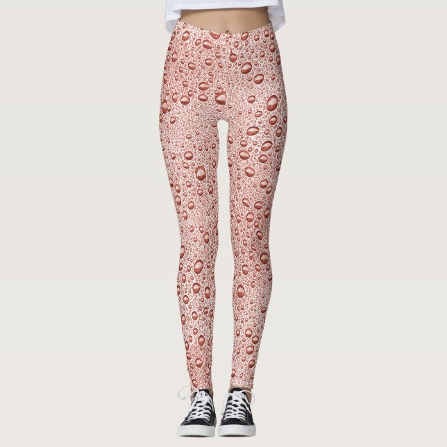Pfirsichorangefarbene Wassertropfen Leggings (Vorderseite)