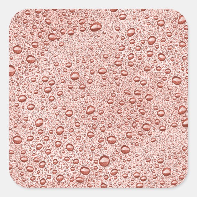 Pfirsichorangefarbene Wassertropfen Quadratischer Aufkleber (Vorderseite)