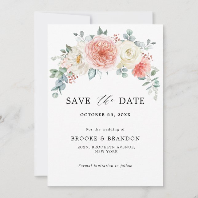 Pfirsichpastel Pink Bläserne Hochzeit im Sommer Save The Date (Vorderseite)