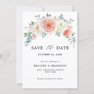 Pfirsichpastel Pink Bläserne Hochzeit im Sommer Save The Date