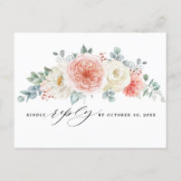 Pfirsichpastel Pink Floral Wedding RSVP