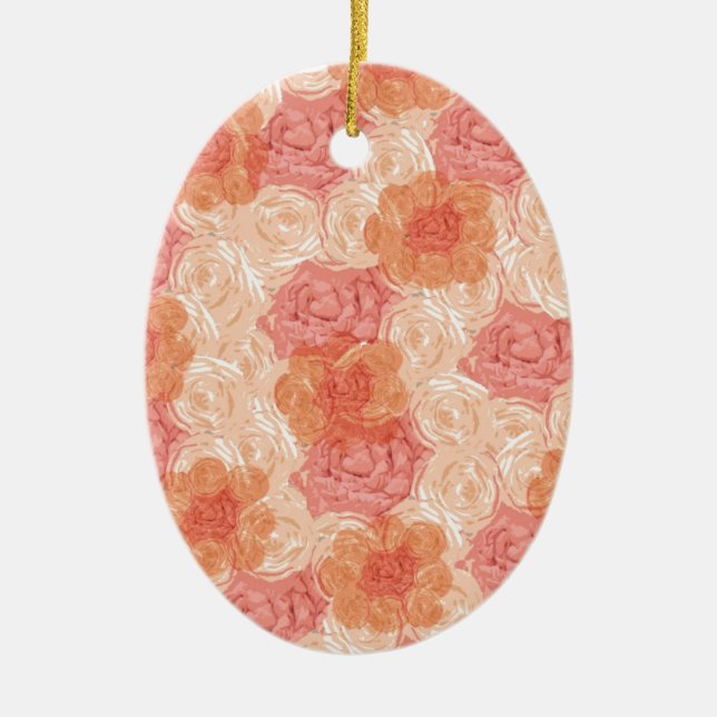 Pfirsichpastellfarbene Vintage Rose Keramikornament (Vorne)
