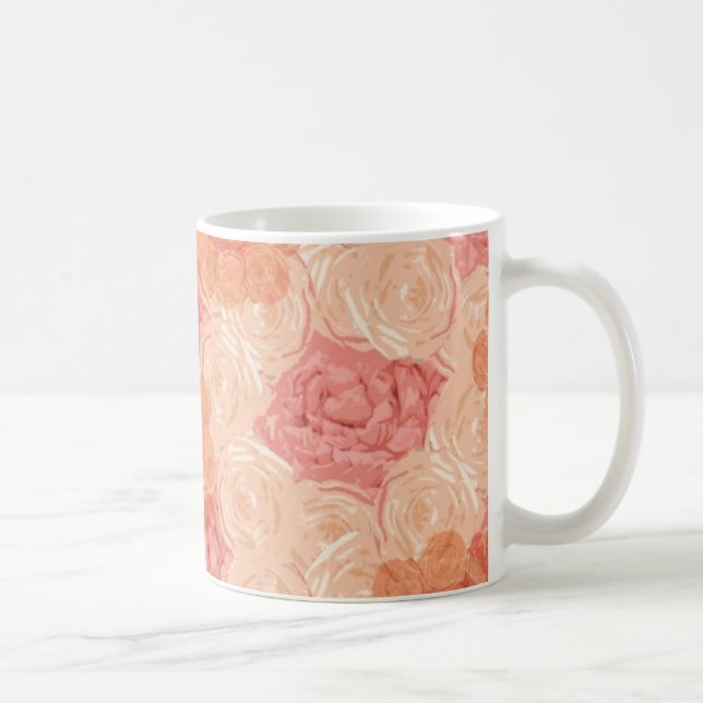 Pfirsichpastellfarbene Vintage Rose Tasse (Rechts)