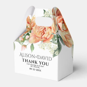 Pfirsichpfirsichhochzeit, Blume und Typografie Geschenkschachtel