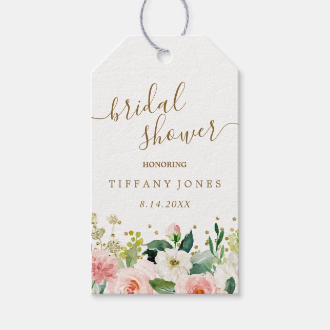 Pfirsichpfirsichpfirsichrosa Brautparty Confetti Geschenkanhänger (Vorderseite)