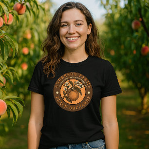 Pfirsichplantagen-Vintage-Etikettenvorlage T-Shirt
