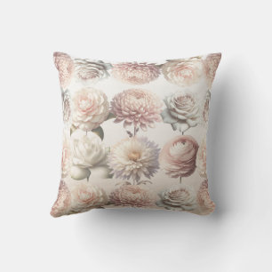 Pfirsichrosa Cremig Weiße Blumen Floral Kissen