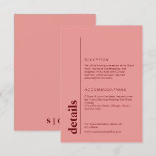 Pfirsichrosa fette Hochzeitsinformationen Begleitkarte