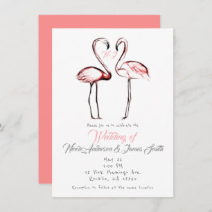 Pfirsichrosa Flamingos Flamingo Hochzeit Einladung