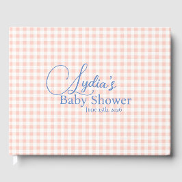Pfirsichrosa Gingham-Karo-Peel-and-Stick-Wallpaper Gästebuch