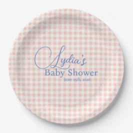 Pfirsichrosa Gingham-Karo-Peel-and-Stick-Wallpaper Pappteller