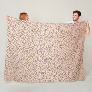 Pfirsichrosa Glitzer Gold Leopard Printwerbung Fleecedecke