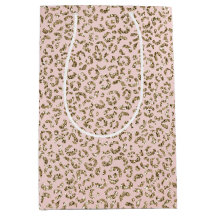 Pfirsichrosa Glitzer Gold Leopard Printwerbung    