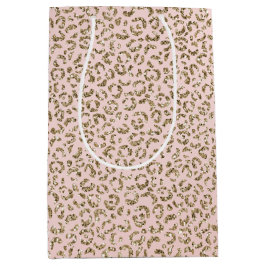 Pfirsichrosa Glitzer Gold Leopard Printwerbung     Mittlere Geschenktüte