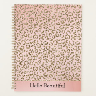 Pfirsichrosa Glitzer Gold Leopard Printwerbung Planer