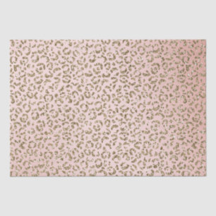 Pfirsichrosa Glitzer Gold Leopard Printwerbung     Seidenpapier
