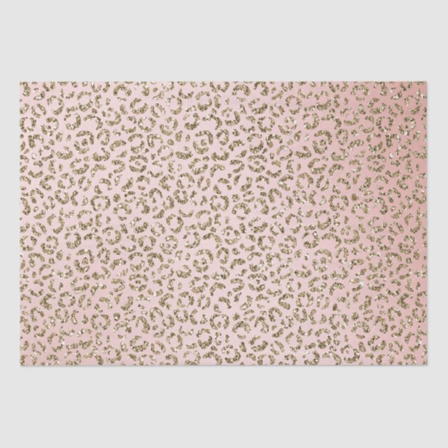Pfirsichrosa Glitzer Gold Leopard Printwerbung     Seidenpapier (Vorderseite)