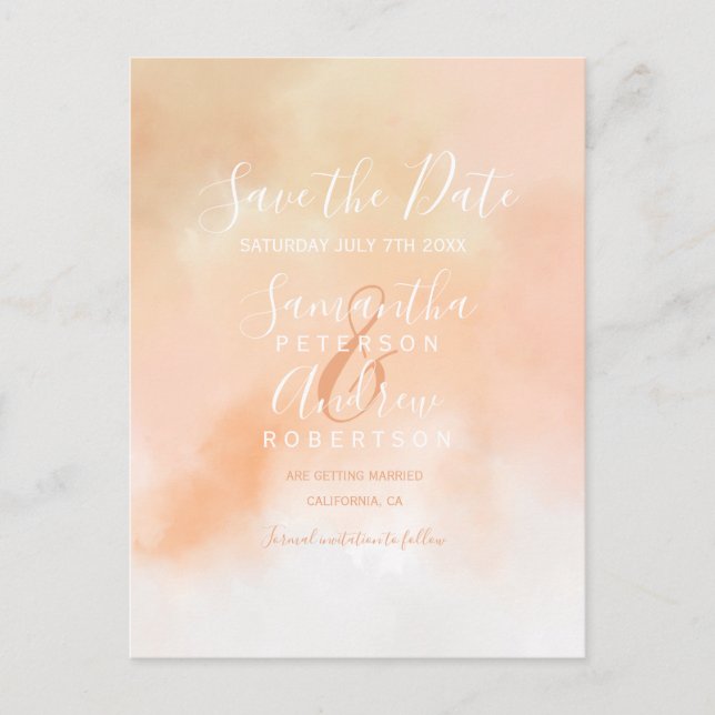 Pfirsichrosa Korallenfarbe Omelett Save the Date Ankündigungspostkarte (Vorderseite)