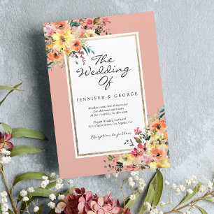 Pfirsichrosa Korallenkoralle Orangenblütenhochzeit Einladung