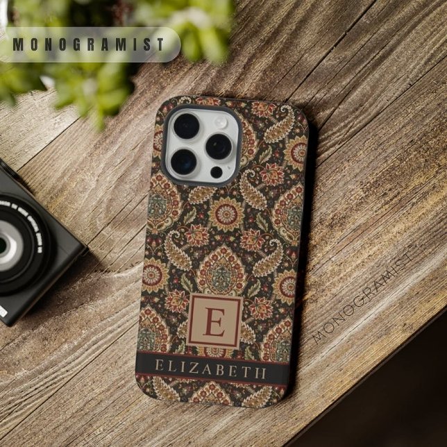 Pfirsichrosa Paisley-Muster, individuell einstellb iPhone Hülle (Customizable Brown Peach Pink Paisley Pattern iPhone Case)