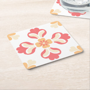 Pfirsichrosa Rechteckiger Pappuntersetzer