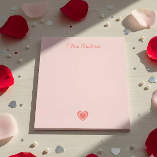 Pfirsichrosa Retro-Herz Valentinstag Benutzerdefin Notizblock